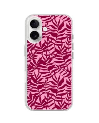 Etui do iPhone 16 Plus przeźroczyste, silikonowe Flexi, bordowe liście