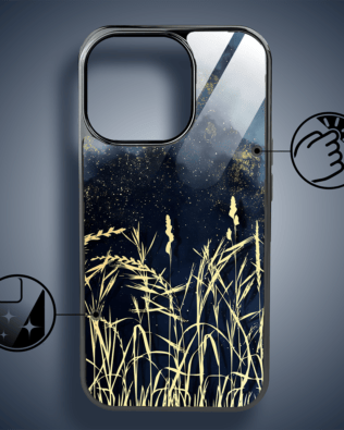 Etui do iPhone 16 Pro IBIZU Elite Glass z MagSafe Kwiaty, Złote trawy o zmierzchu, czarne