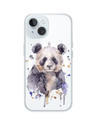 Etui do iPhone 15 Plus z MagSafe przeźroczyste, silikonowe Flexi, Akwarelowe Zoo, Panda
