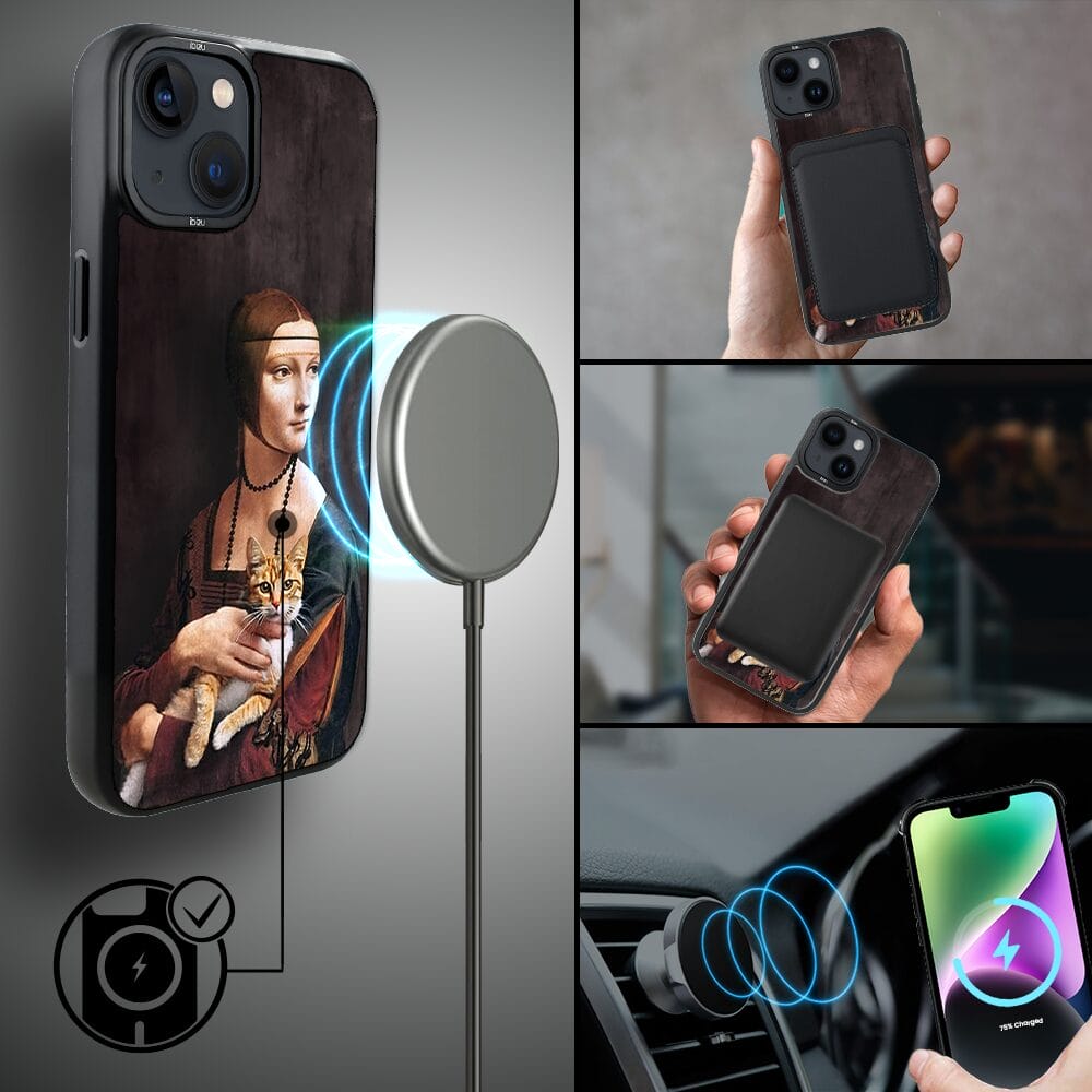 Etui do iPhone 14 Plus IBIZU DropGuard Matt z MagSafe, Leonardo Da Vinci, dama z kotem - obrazek 8