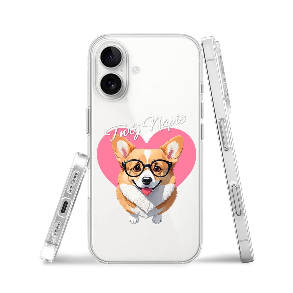 Etui do iPhone 16 przeźroczyste, silikonowe Flexi, Puppy Love, pies rasy Corgi - obrazek 3