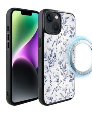 Etui do iPhone 14 IBIZU DropGuard Matt z MagSafe, Pastel Bloom, Lazurowe szepty