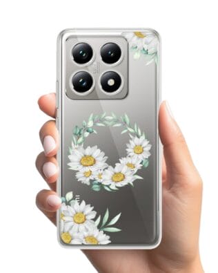 Etui do Xiaomi 14T Pro przeźroczyste, silikonowe Flexi, wianek stokrotek