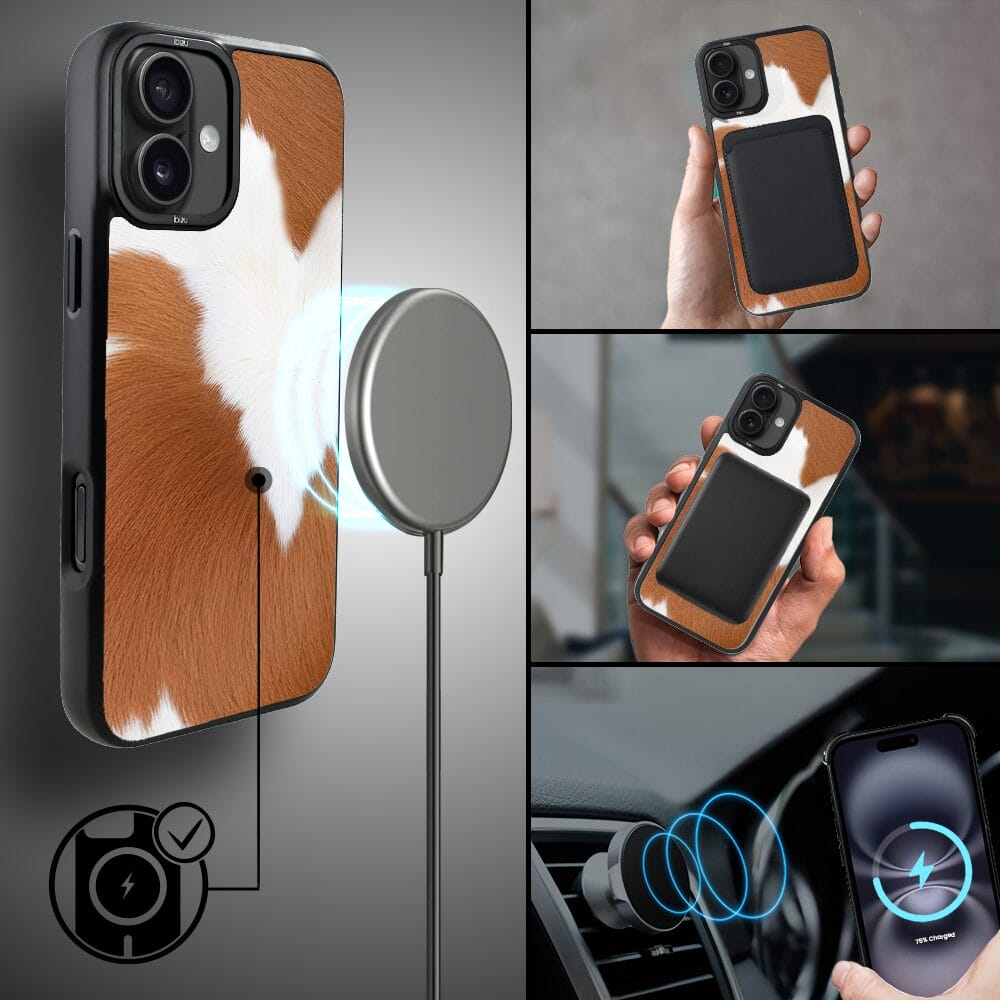 Etui do iPhone 16 IBIZU DropGuard Matt z MagSafe, Zew Natury, Alpejska Krowa - obrazek 8