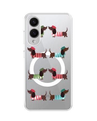 Etui do Samsung Galaxy S25 Edge z MagSafe przeźroczyste, silikonowe Flexi jamnik w Paryżu