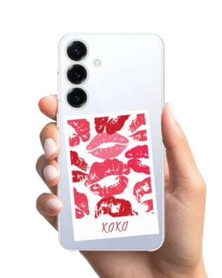 Etui do Samsung Galaxy S25 Plus przeźroczyste, silikonowe Flexi, pocałunki, polaroid