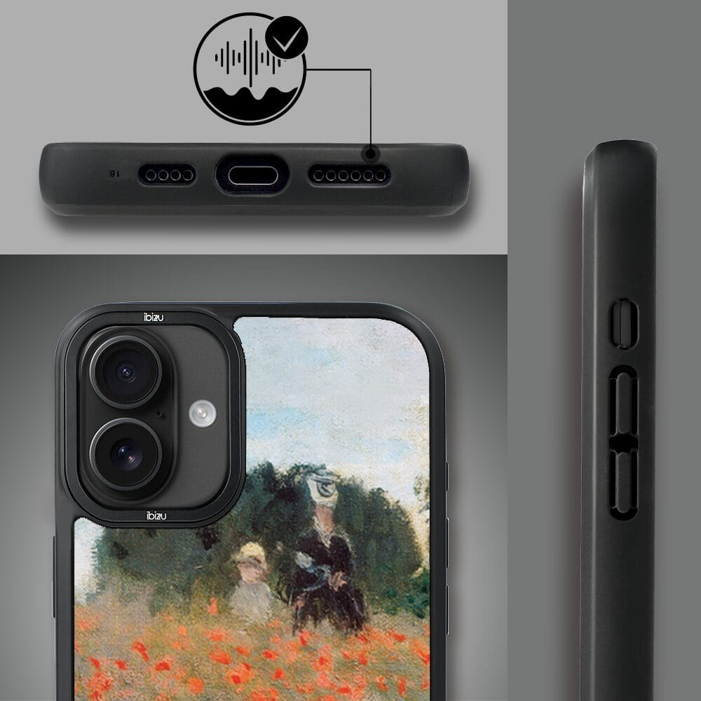 Etui do iPhone 16 IBIZU DropGuard Matt z MagSafe, Claude Monet, pole maków - obrazek 6
