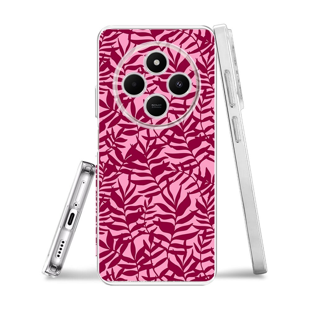 Etui do Xiaomi POCO C75 przeźroczyste, silikonowe Flexi, bordowe liście - obrazek 3