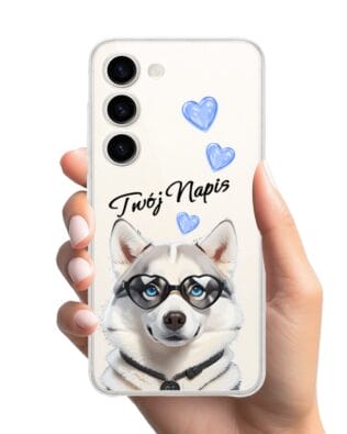Etui do Samsung Galaxy S23 Plus przeźroczyste, silikonowe Flexi, Puppy Love, pies rasy Husky