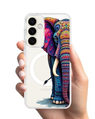 Etui do Samsung Galaxy S23 FE 5G z MagSafe przeźroczyste, silikonowe Flexi, Dzika Mandala, Słoń