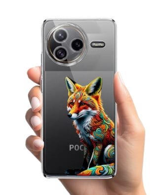 Etui do Xiaomi POCO F7 Ultra przeźroczyste, silikonowe Flexi, Dzika Mandala, Lis