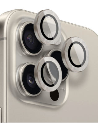 Metalowa osłona obiektywu aparatu ze szkła hartowanego 9H do iPhone 15 Pro, 1 zestaw, tytanowa