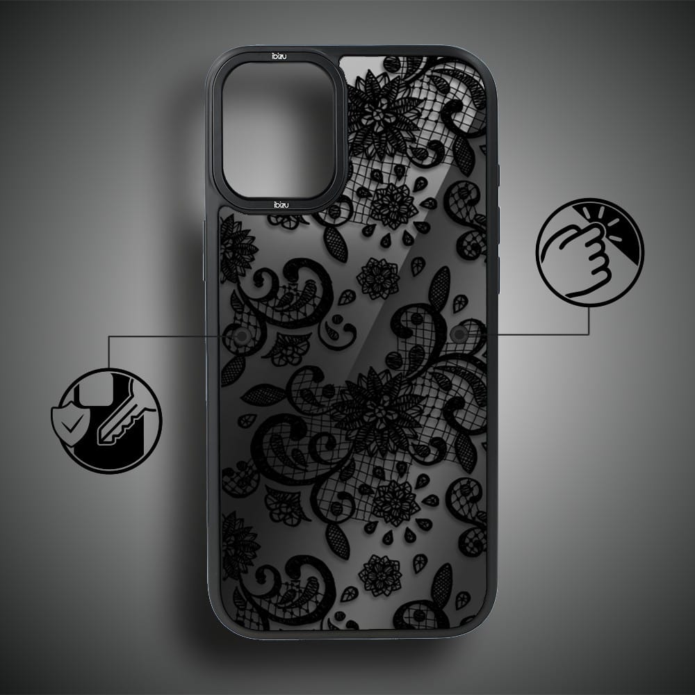 Etui do iPhone 16 IBIZU DropGuard Matt z MagSafe, Midnight, Koronkowa czerń - obrazek 7