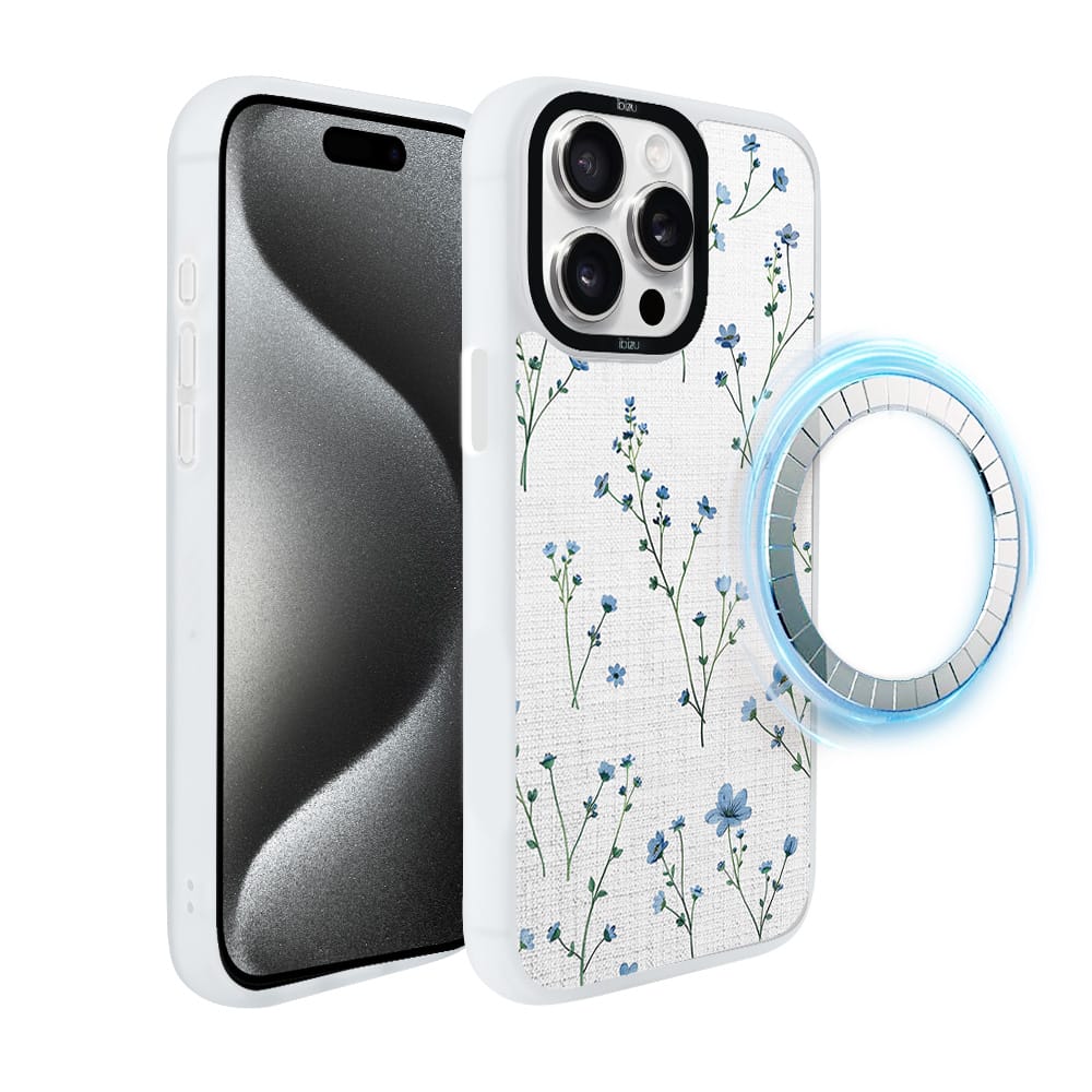 Etui do iPhone 15 Pro IBIZU DropGuard Matt z MagSafe, Pastel Bloom, Niebieski sen