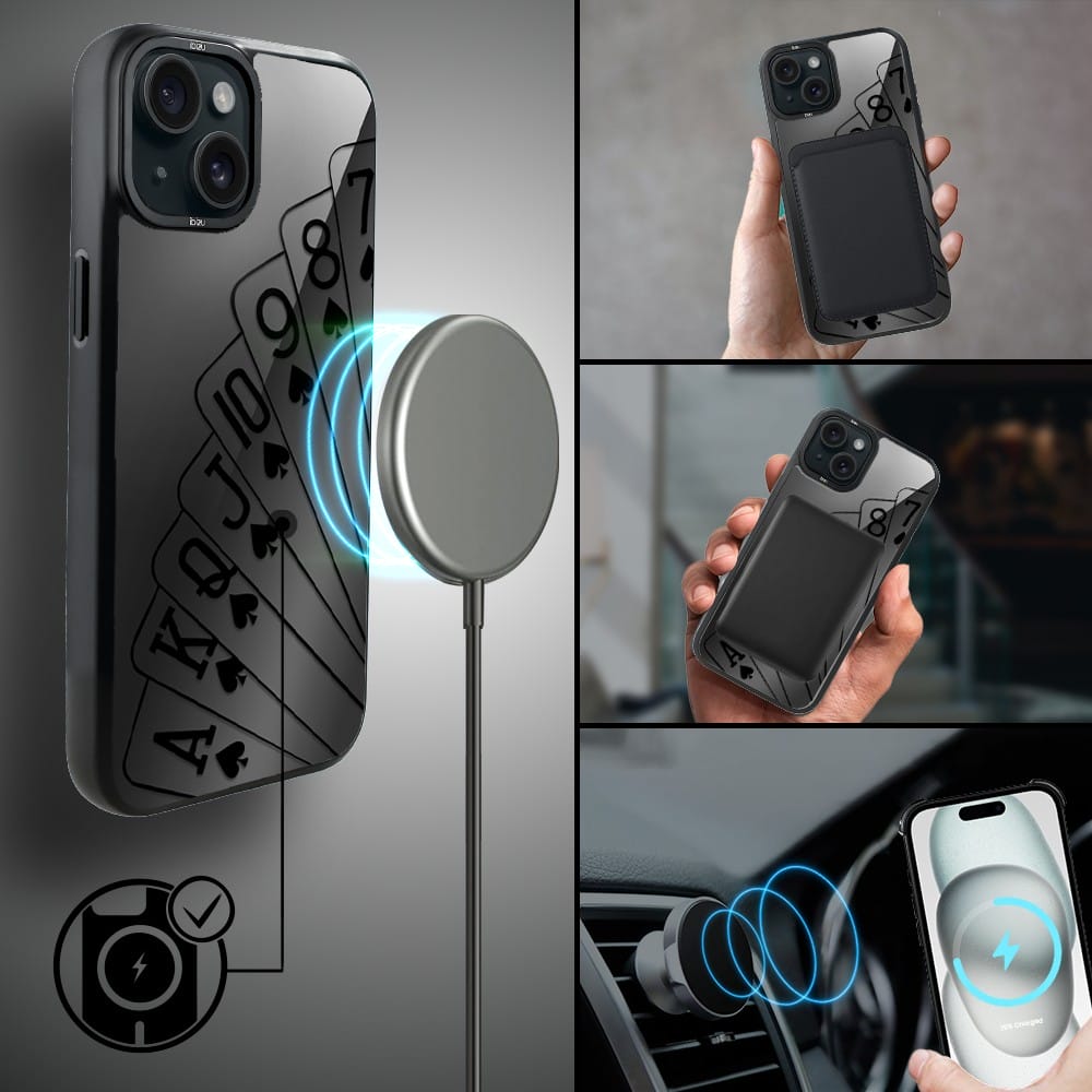 Etui do iPhone 15 IBIZU DropGuard Matt z MagSafe, Midnight, Karty do gry - obrazek 8