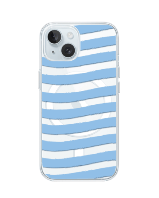 Etui do iPhone 15 Plus z MagSafe przeźroczyste, silikonowe Flexi, fale morskie