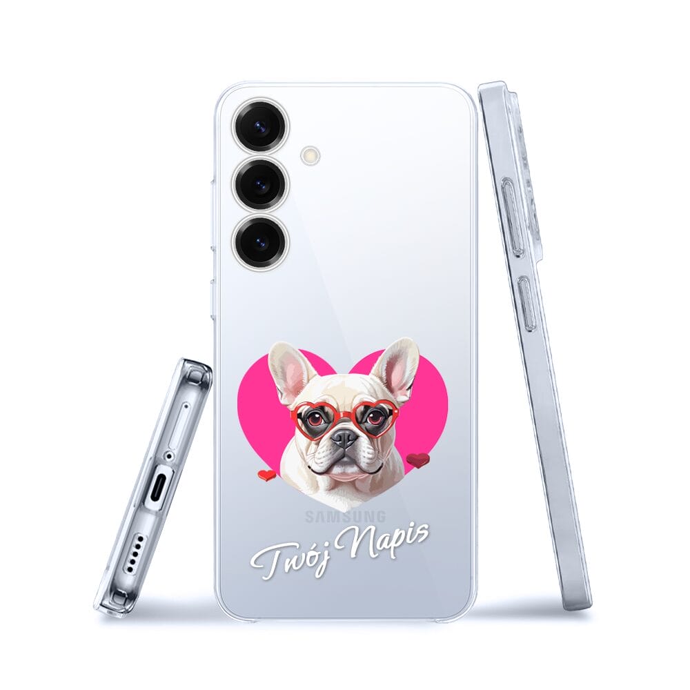 Etui do Samsung Galaxy S25 przeźroczyste, silikonowe Flexi, Puppy Love, pies rasy Buldog Francuski - obrazek 3