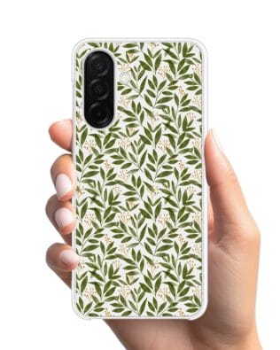 Etui do Samsung Galaxy A26 5G z MagSafe przeźroczyste, silikonowe Flexi, zielone gałązki