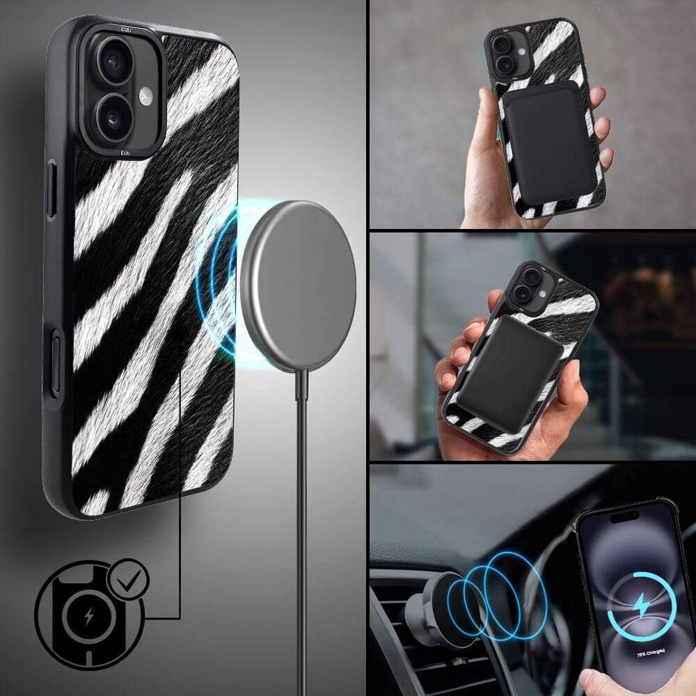 Etui do iPhone 16 IBIZU DropGuard Matt z MagSafe, Zew Natury, Zebra - obrazek 8
