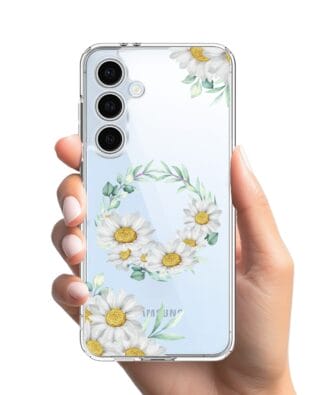 Etui do Samsung Galaxy S24 FE przeźroczyste, silikonowe Flexi, wianek stokrotek