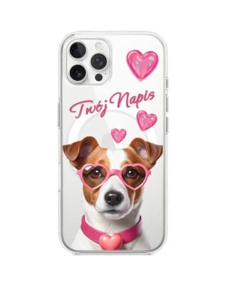 Etui do iPhone 12 Pro z MagSafe przeźroczyste, silikonowe Flexi, Puppy Love, pies rasy Jack Russell Terrier