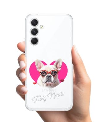 Etui do Samsung Galaxy A54 5G przeźroczyste, silikonowe Flexi, Puppy Love, pies rasy Buldog Francuski