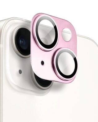 Metalowa osłona na cały aparat z wbudowanymi szkłami do iPhone 14 Plus, różowa