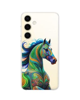 Etui do Samsung Galaxy S24 przeźroczyste, silikonowe Flexi, Dzika Mandala, Koń