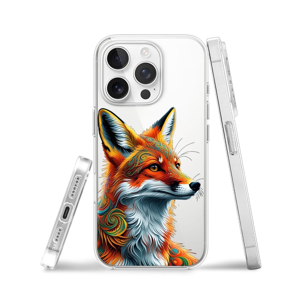 Etui do iPhone 13 Pro przeźroczyste, silikonowe Flexi, Dzika Mandala, Twarz lisa - obrazek 3