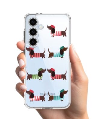 Etui do Samsung Galaxy S24 FE przeźroczyste, silikonowe Flexi, jamnik w Paryżu