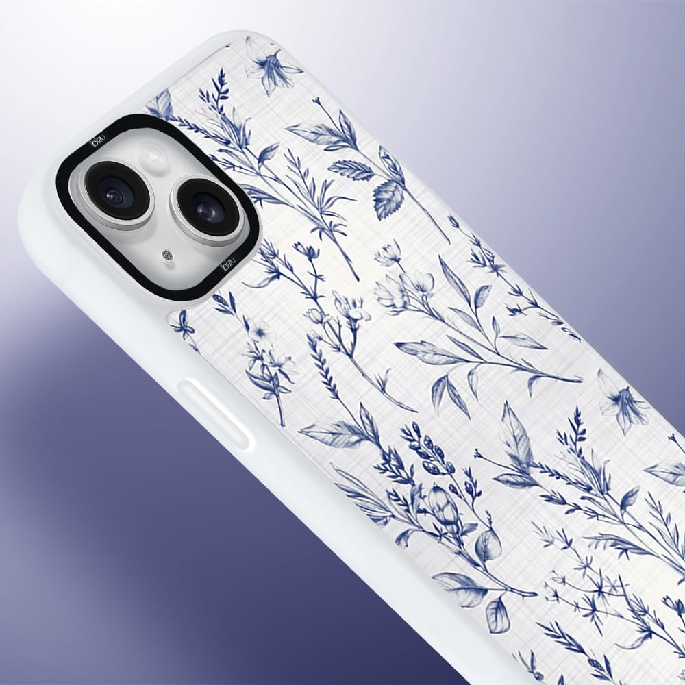 Etui do iPhone 14 Plus IBIZU DropGuard Matt z MagSafe, Pastel Bloom, Lazurowe szepty BIAŁE - obrazek 4