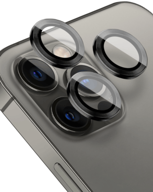 Metalowa osłona obiektywu aparatu ze szkła hartowanego 9H do iPhone 12 Pro, 1 zestaw, czarna