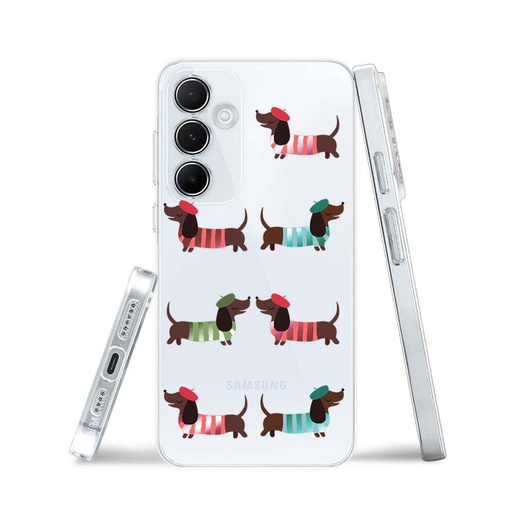 Etui do Samsung Galaxy A55 5G przeźroczyste, silikonowe Flexi, jamnik w Paryżu - obrazek 3