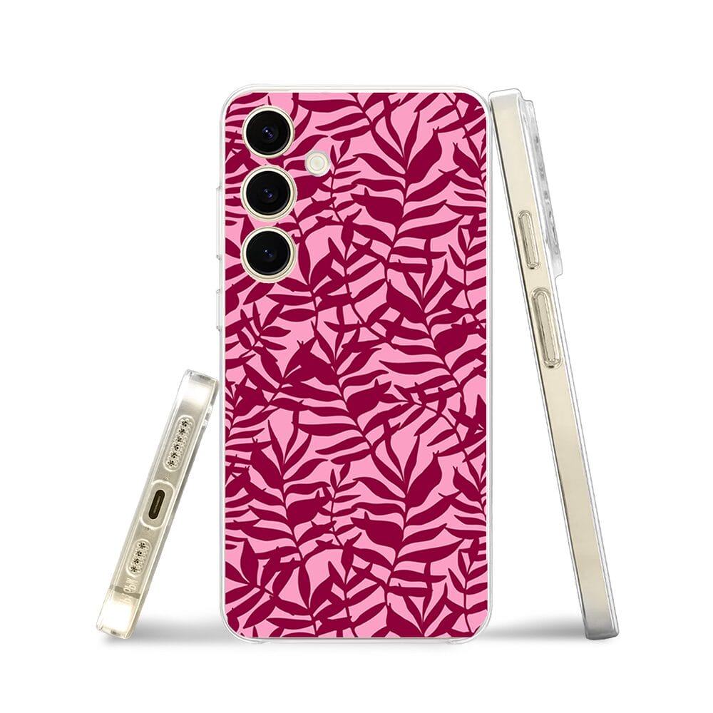 Etui do Samsung Galaxy S24 Plus przeźroczyste, silikonowe Flexi, bordowe liście - obrazek 3