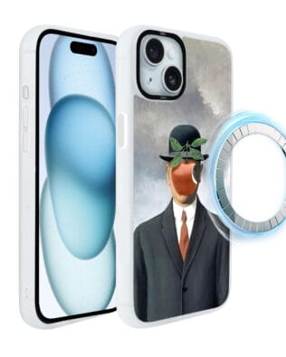 Etui do iPhone 15 IBIZU DropGuard Matt z MagSafe, Rene Magritte, syn człowieczy