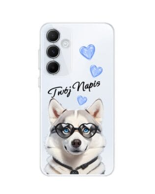 Etui do Samsung Galaxy M35 5G przeźroczyste, silikonowe Flexi, Puppy Love, pies rasy Husky