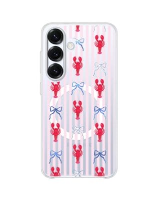 Etui do Samsung Galaxy S25 Plus z MagSafe przeźroczyste, silikonowe Flexi, krab i kokardki