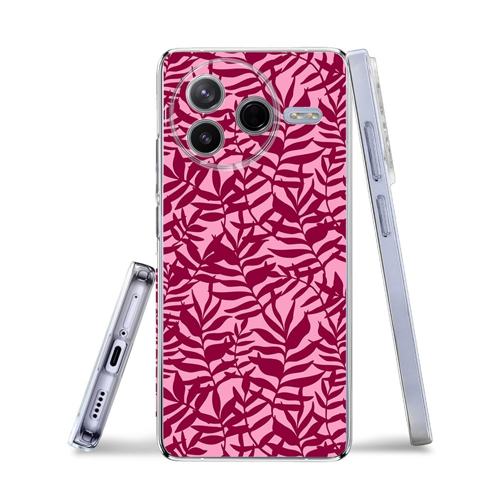 Etui do Xiaomi POCO F7 Pro przeźroczyste, silikonowe Flexi, bordowe liście - obrazek 3