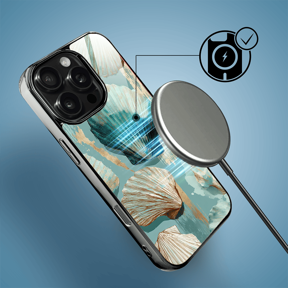 Etui do iPhone 16 Pro Max IBIZU Elite Glass z MagSafe Morze, Turkusowy skarb, czarne - obrazek 7