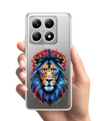 Etui do Xiaomi 14T Pro przeźroczyste, silikonowe Flexi, Dzika Mandala, Lew
