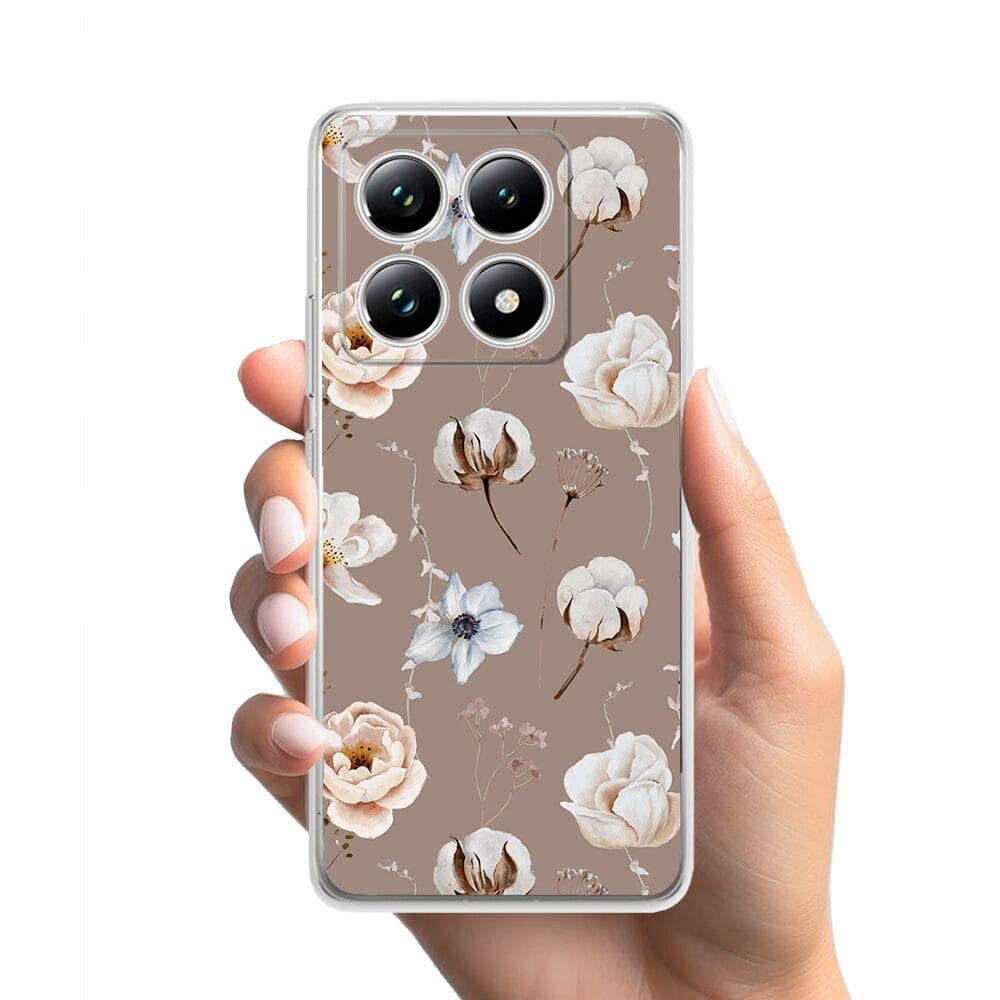 Etui do Xiaomi 14T przeźroczyste, silikonowe Flexi, akwarelowe kwiatki - obrazek 3