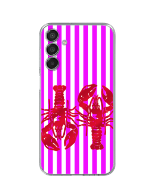 Etui do Samsung Galaxy M15 5G przeźroczyste, silikonowe Flexi, kraby z różowymi paskami