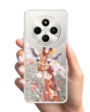 Etui do Xiaomi POCO C75 przeźroczyste, silikonowe Flexi, Akwarelowe Zoo, Żyrafa