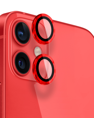 Metalowa osłona obiektywu aparatu ze szkła hartowanego 9H do iPhone 12, 1 zestaw, czerwona