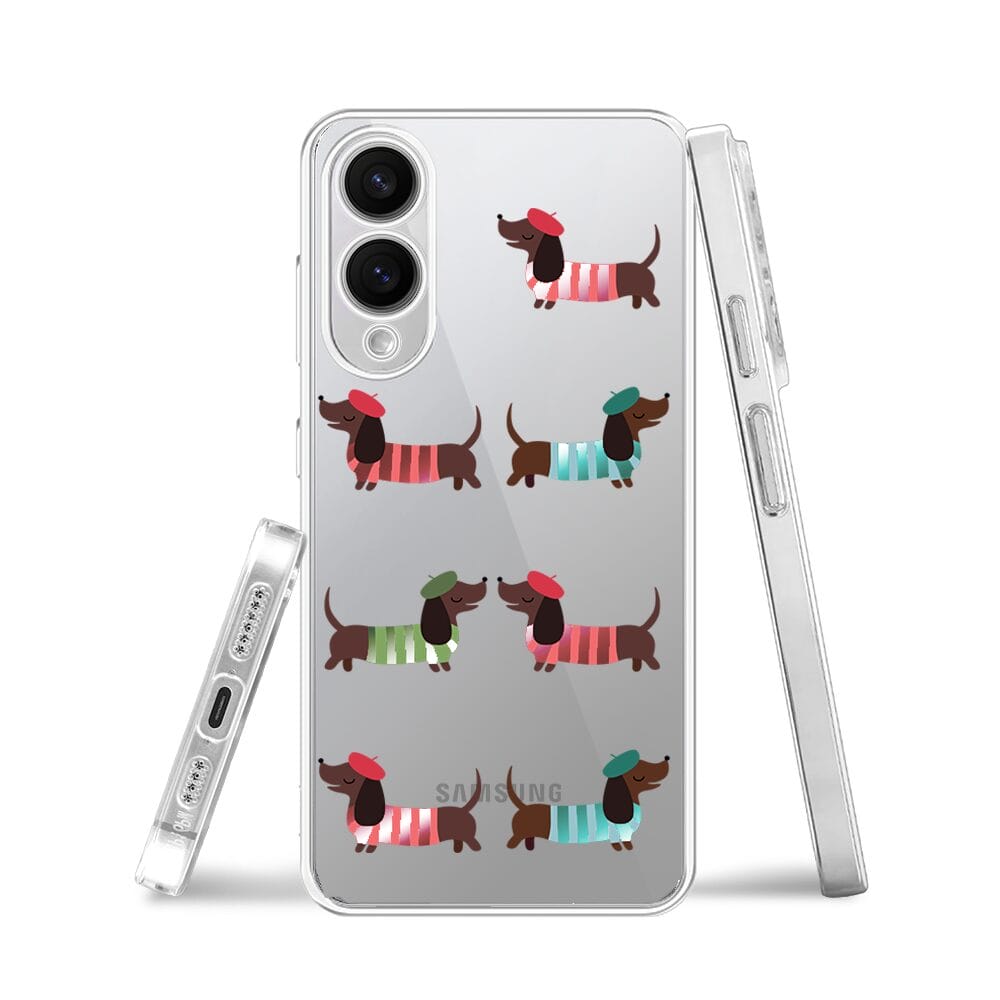 Etui do Samsung Galaxy S25 Edge przeźroczyste, silikonowe Flexi, jamnik w Paryżu - obrazek 3