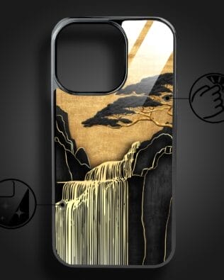 Etui do iPhone 16 Pro Max IBIZU Elite Glass z MagSafe Magia Azji, Złoty wodospad, czarne