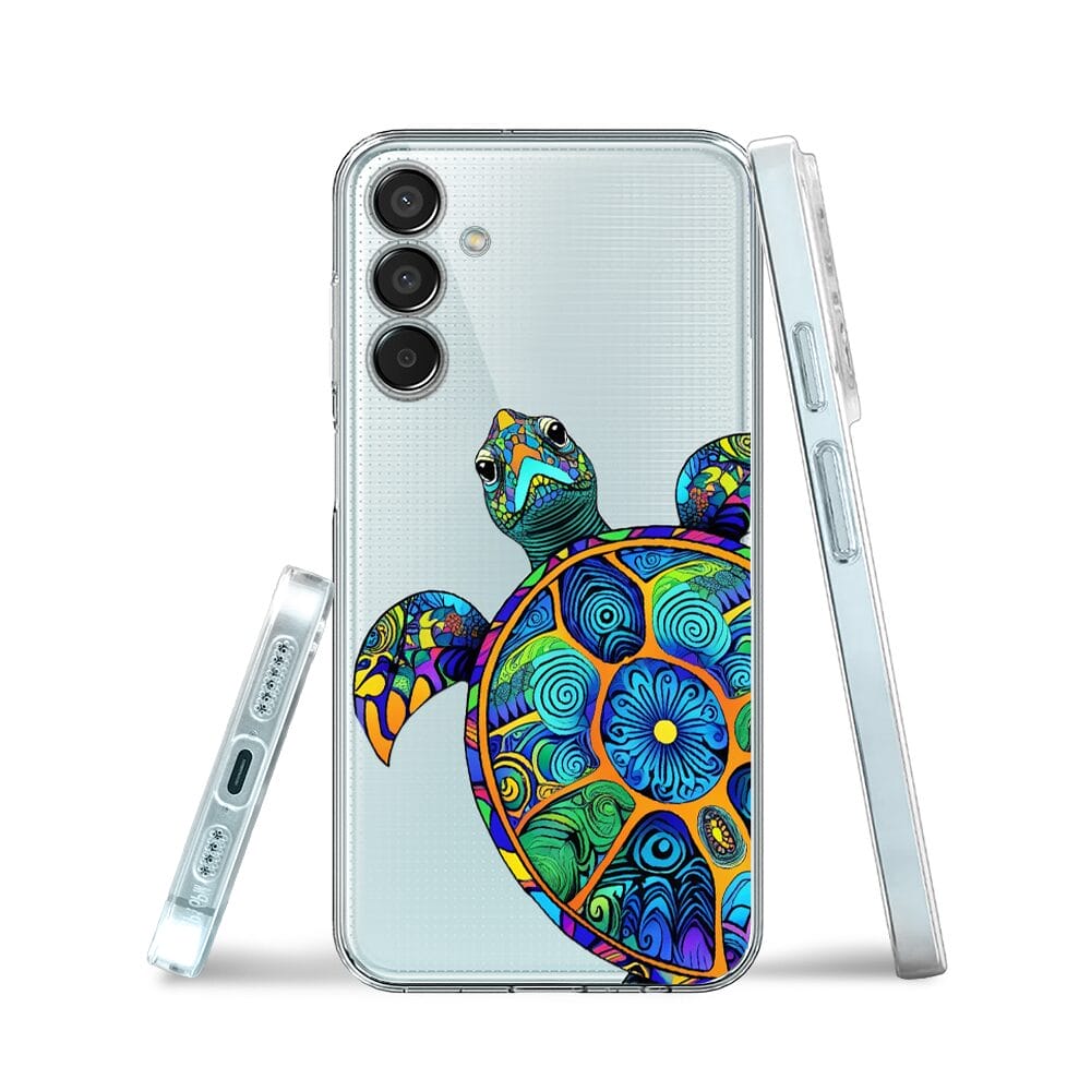 Etui do Samsung Galaxy M15 5G przeźroczyste, silikonowe Flexi, Dzika Mandala, Żółw - obrazek 3