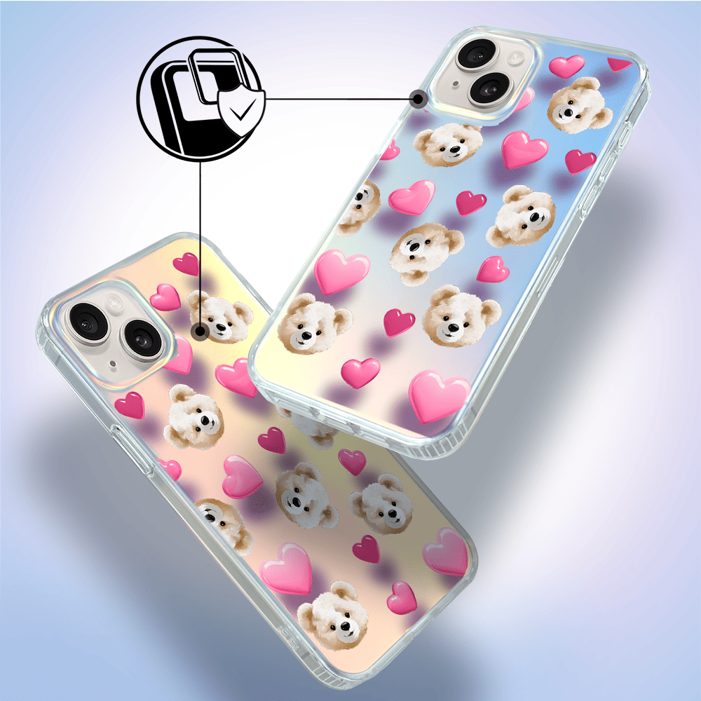 Etui do iPhone 14 IBIZU California Sunset z MagSafe, zmieniające kolor, Love Mood, miś i serduszka - obrazek 3