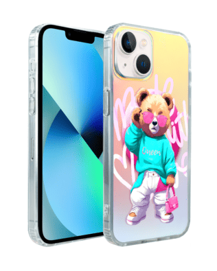 Etui do iPhone 13 IBIZU California Sunset, zmieniające kolor, Pink Queen, stylowy miś