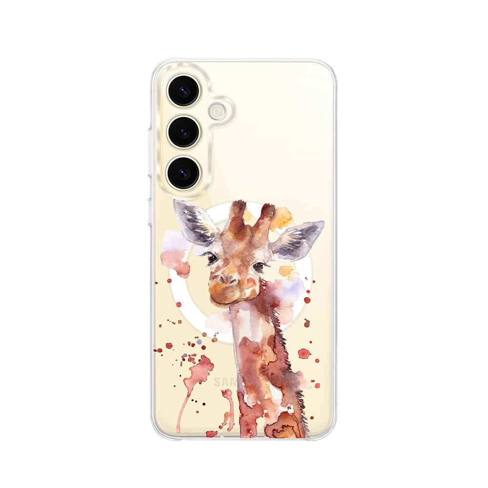 Etui do Samsung Galaxy S24 Plus z MagSafe przeźroczyste, silikonowe Flexi, Akwarelowe Zoo, Żyrafa